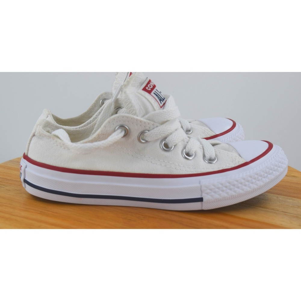 Converse All Star White Red Trim Youth‎ Sneakers Size 11 Canvas Shoes - Picture 4 of 9